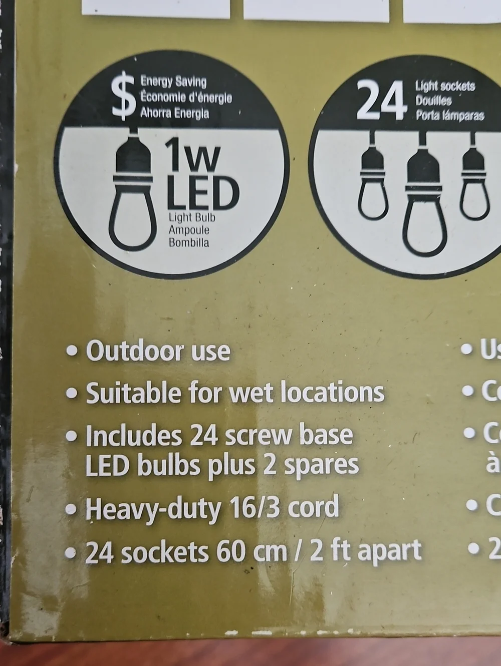 Feit Outdoor 48' Electric Plug-in Heavy-Duty 24 LED String Commercial Grade NIB